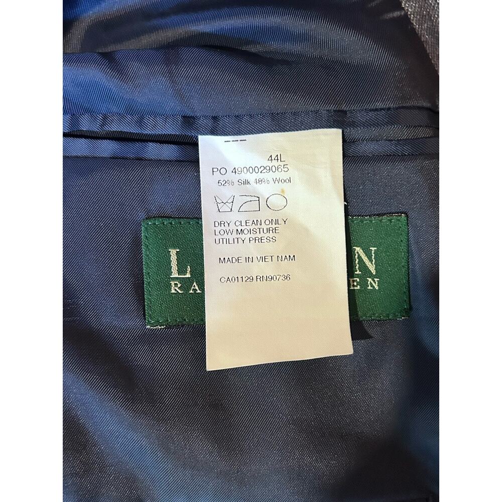 Lauren Ralph Lauren Jacket Mens 44 L Blue Plaid Silk Wool Blazer Pockets Formal - Picture 9 of 9